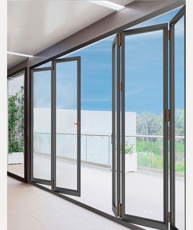 porta deslizante de dobramento de alumínio, portas de vidro da dobra do bi, porta de dobramento de vidro dobro, diagrama 2 da aplicação da cena
