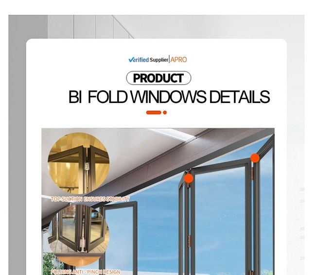 janela de alumínio da dobra do bi, janela de vidro de dobramento frameless, janela da bi-dobra